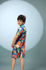 Bird Print Boys Co-ord Set with Shorts