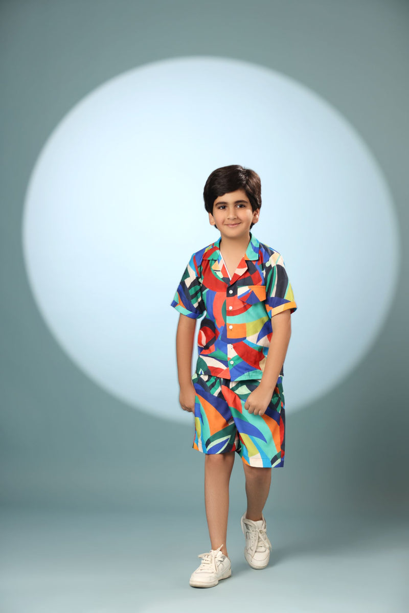 Bird Print Boys Co-ord Set with Shorts