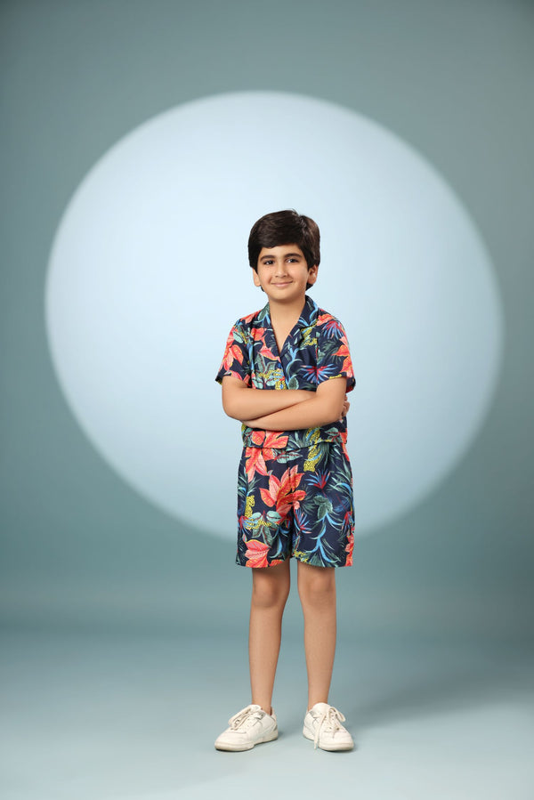 Garden Print Boys Co-ord Set with Shorts