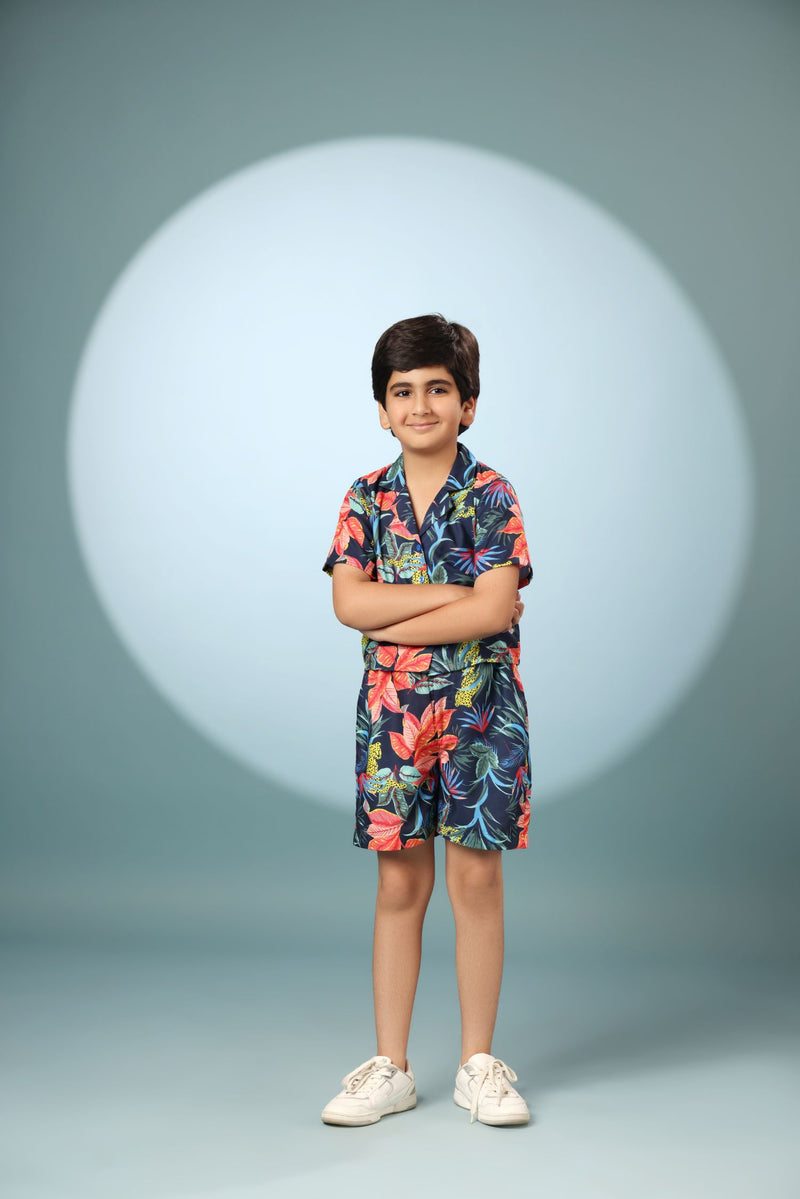 Garden Print Boys Co-ord Set with Shorts