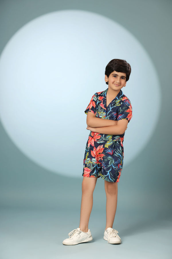 Garden Print Boys Co-ord Set with Shorts