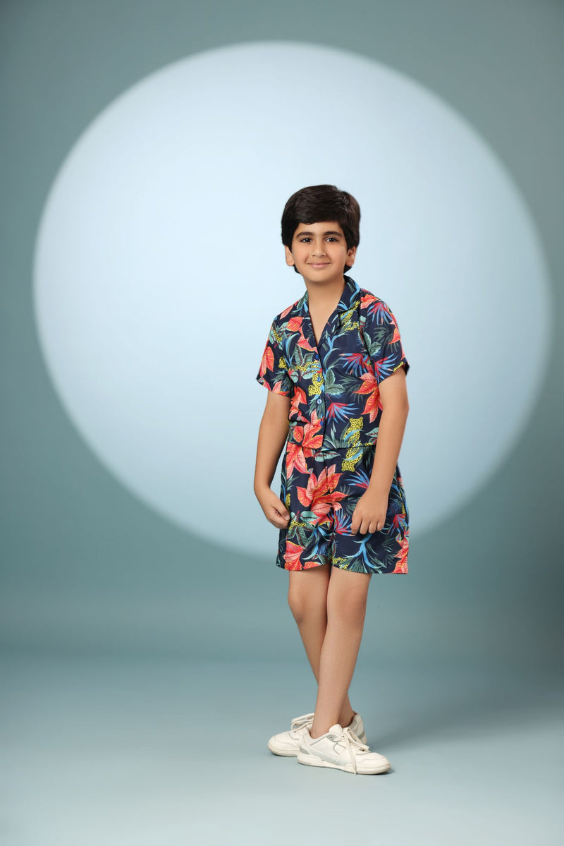 Garden Print Boys Co-ord Set with Shorts