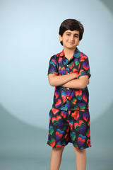 Black Floral Boys Co-ord Set with Shorts