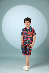 Black Floral Boys Co-ord Set with Shorts