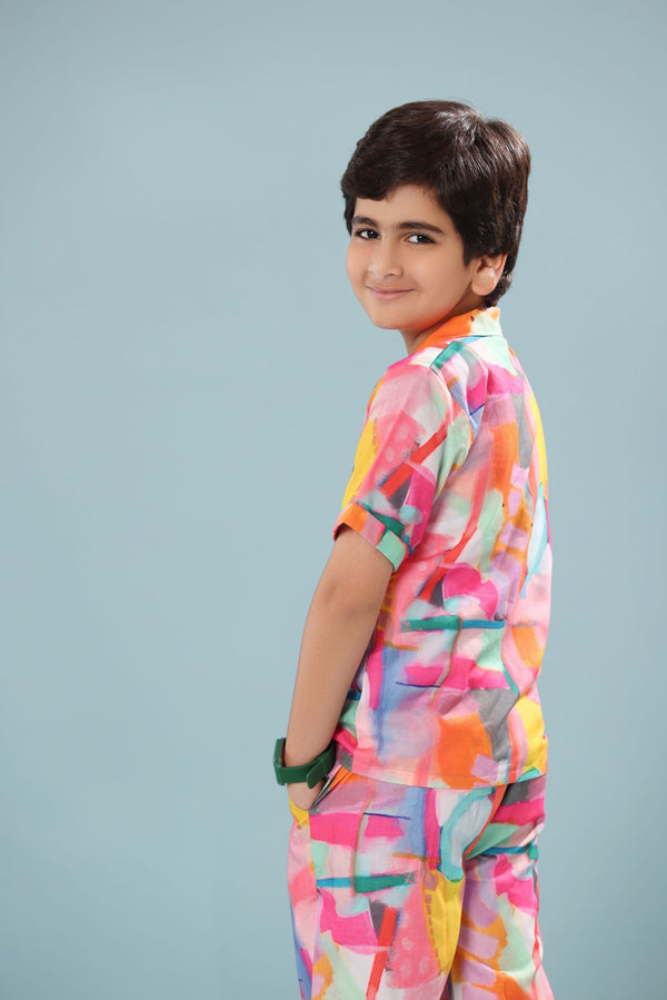 Abstract Print Boys Co-ord Set with Pants