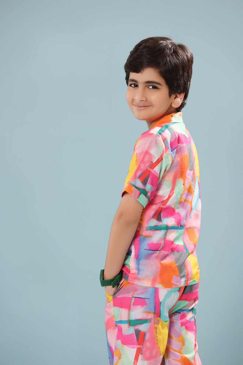 Abstract Print Boys Co-ord Set with Pants