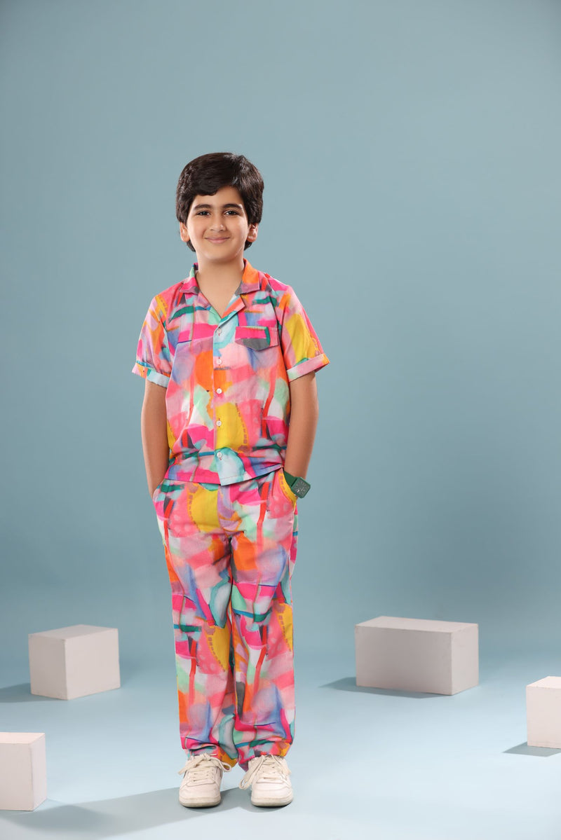Abstract Print Boys Co-ord Set with Pants