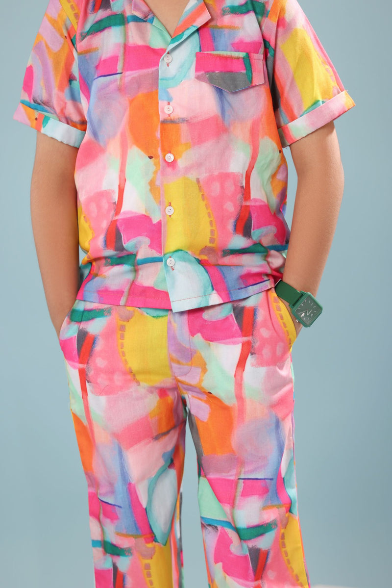 Abstract Print Boys Co-ord Set with Pants
