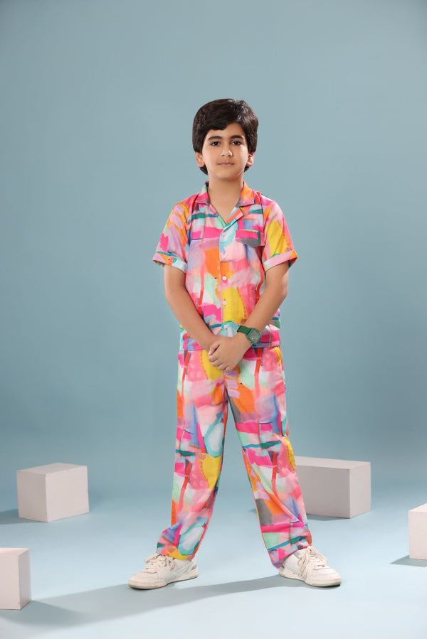 Abstract Print Boys Co-ord Set with Pants