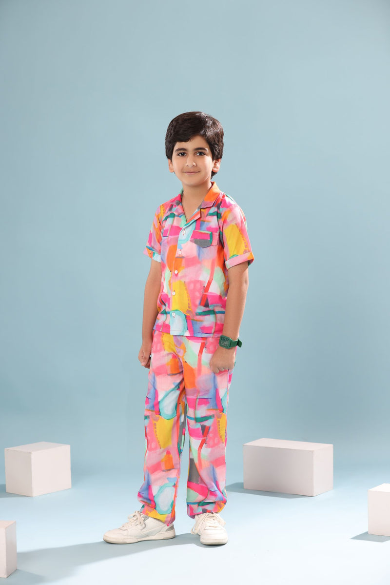 Abstract Print Boys Co-ord Set with Pants