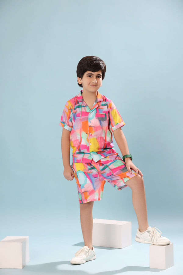 Abstract Print Boys Co-ord Set with Shorts