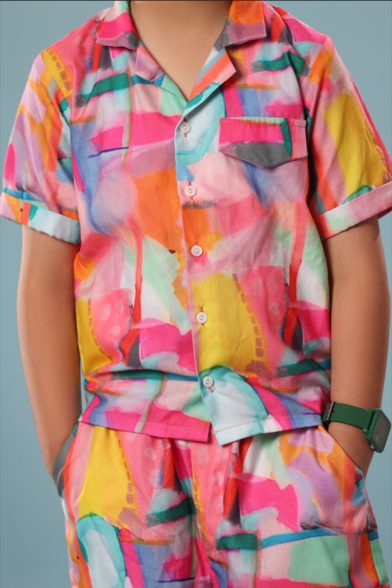 Abstract Print Boys Co-ord Set with Shorts