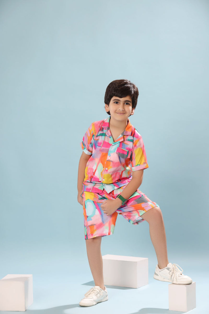 Abstract Print Boys Co-ord Set with Shorts