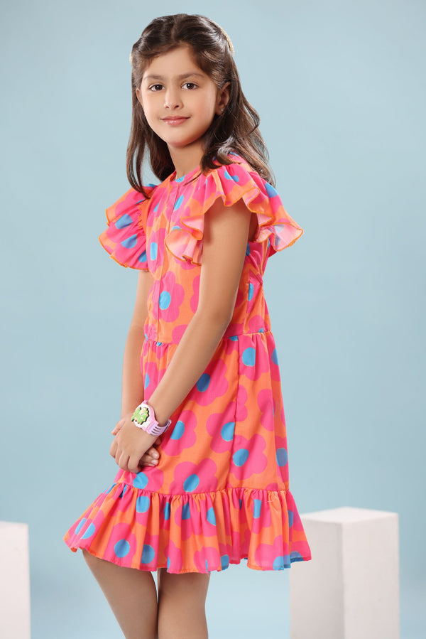 Marimekko Print Ruffled Sleeve Dress