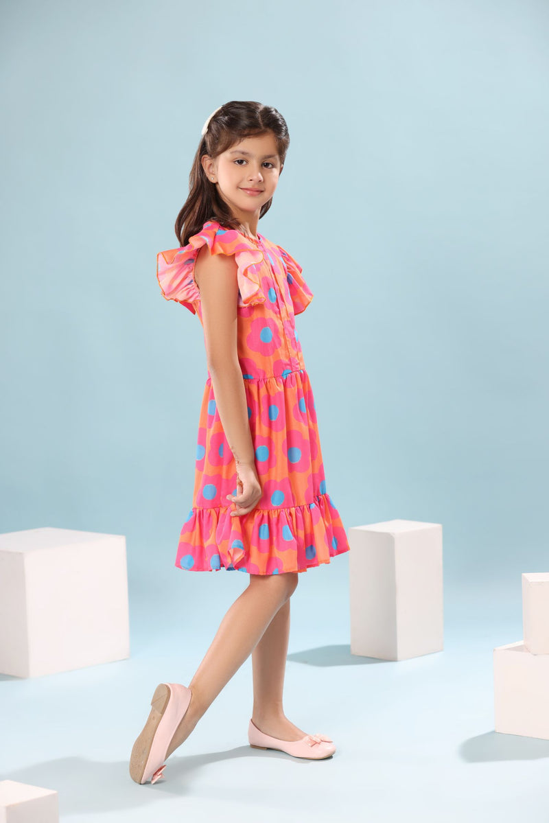 Marimekko Print Ruffled Sleeve Dress