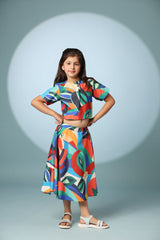 Bird Print Crop Top and Skirt Set