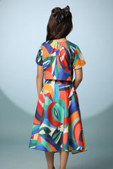 Bird Print Crop Top and Skirt Set