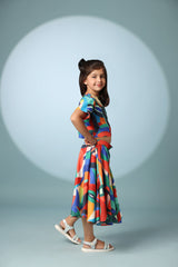 Bird Print Crop Top and Skirt Set