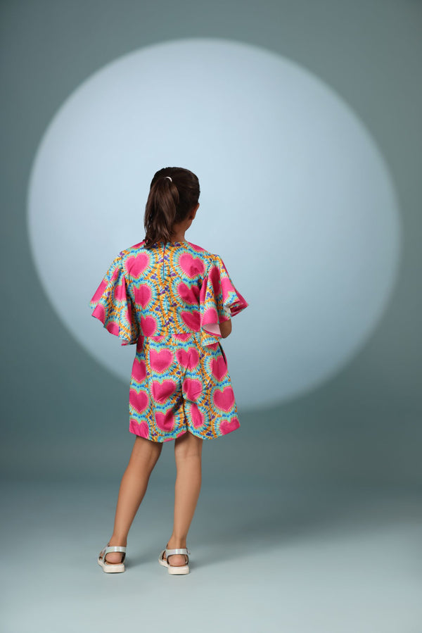 Cape Sleeves Jump Shorts Dress