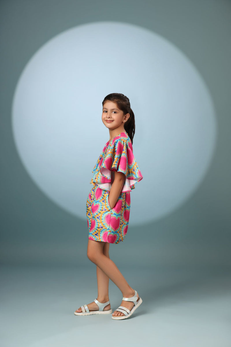 Cape Sleeves Jump Shorts Dress