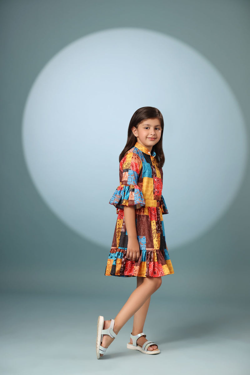Abstract Print Frock Dress
