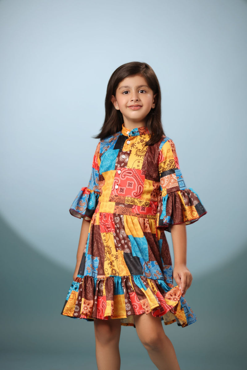 Abstract Print Frock Dress