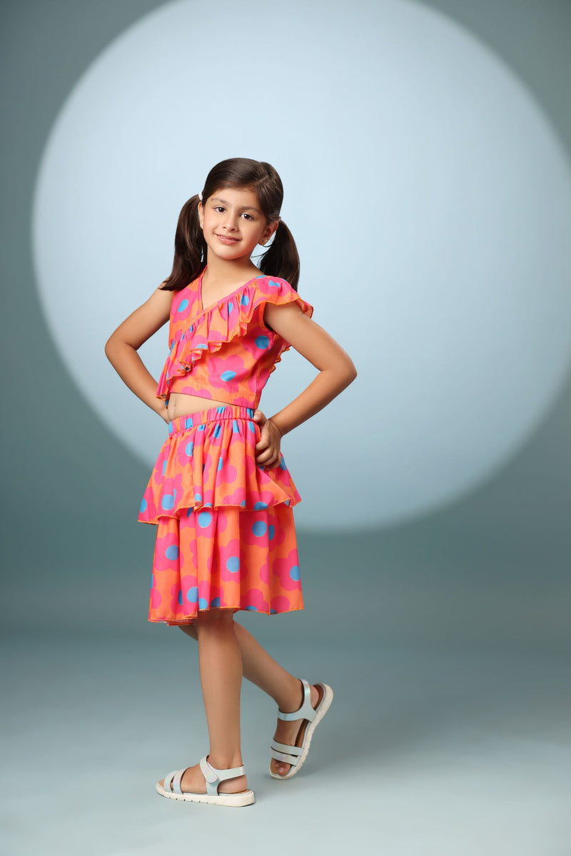 Merimekko Print Crop Top and Tiered Skirt