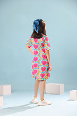 Heart Print Short Dress