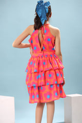 Merimekko Print Sleeveless Tiered Frock Dress