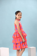 Merimekko Print Sleeveless Tiered Frock Dress