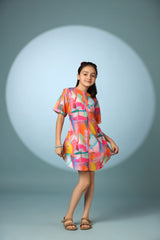 Abstract Print Shirt Dress