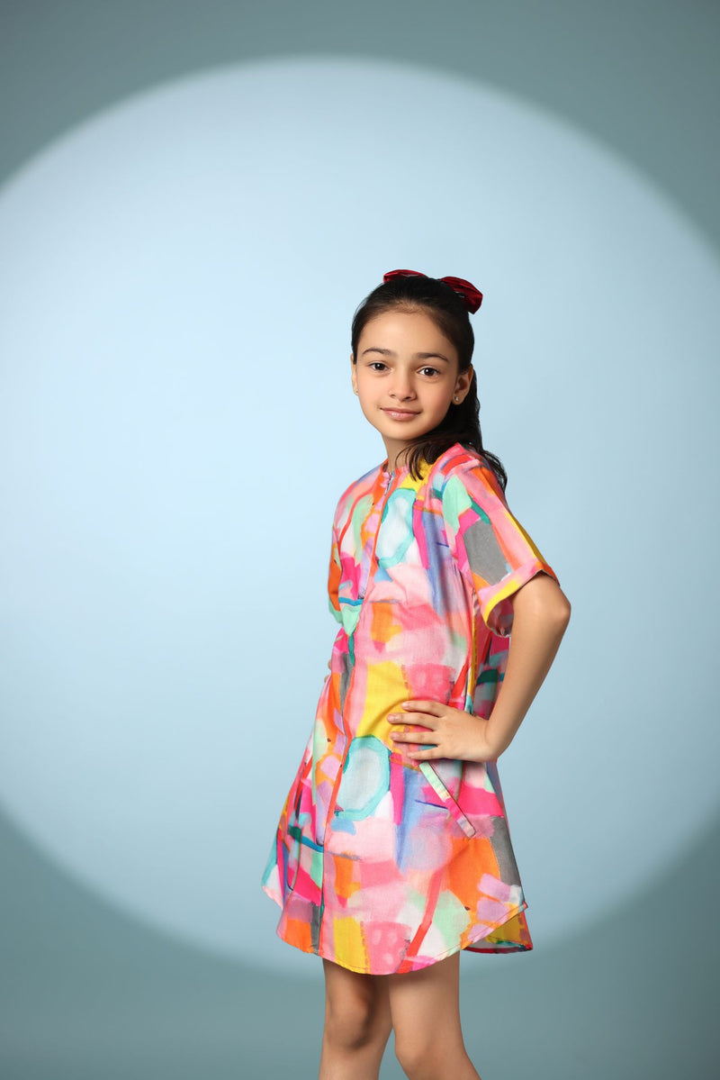 Abstract Print Shirt Dress