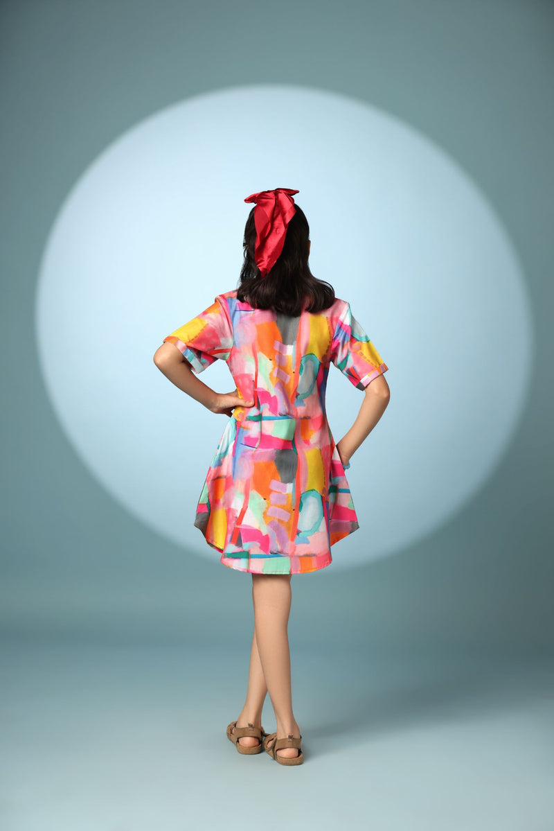 Abstract Print Shirt Dress