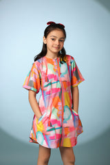 Abstract Print Shirt Dress