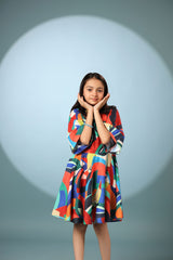 Bird Print Frock Dress