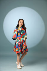 Bird Print Frock Dress