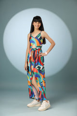 Bird Print Long Frock Dress