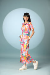 Abstract Print Jumpsuit Dress