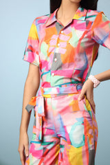 Abstract Print Jumpsuit Dress