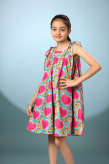 Heart Print Sleeveless Short Frock Dress