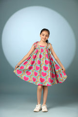 Heart Print Sleeveless Short Frock Dress