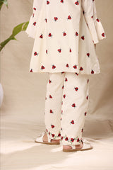 Off White Ladybug Tunic Top and Pant Co-ord Set