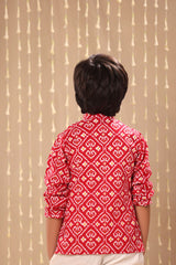 Red Ikat Print Short Kurta Only