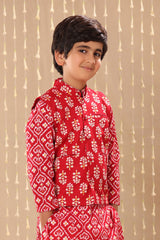 Red Jaipuri Floral Motif Handblock Print Jacket Only