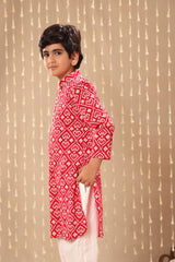 Red Jaipuri Handblock Ikat Print Long Kurta Co-ord Set