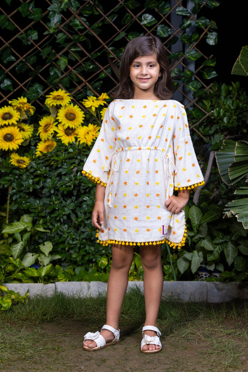 Floral Embroidery Kaftan Dress