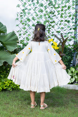 Sunflower Embroidery Tiered Dress