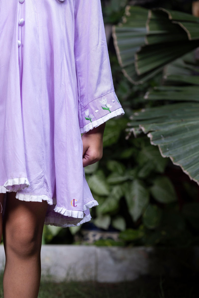 Chelsea Collar Floral Embroidery Lavender Dress
