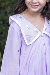 Chelsea Collar Floral Embroidery Lavender Dress