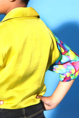 FEATHER PRINT YELLOW CASUAL SHIRT